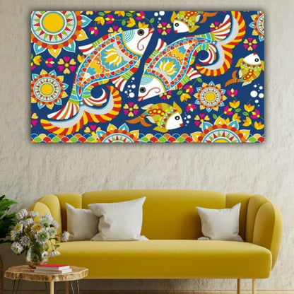 Madhubani Painting Canvas wall Frame for Living Room Wall Decors | Canvas Painting | Wall Painting Frame