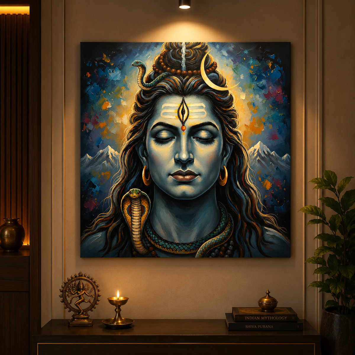 Premium Mahadev portrait canvas painting for living room and meditation space decor