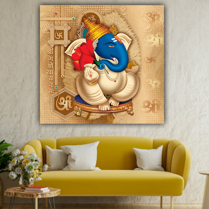 Miniature Ganesha Painting Canvas Wall Frame for Wall Decor