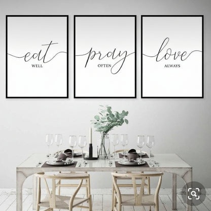 Modern motivational quote canvas wall art set for living room, dining room, and kitchen decor 