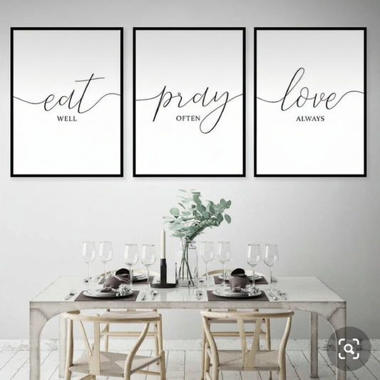 Modern motivational quote canvas wall art set for living room, dining room, and kitchen decor 