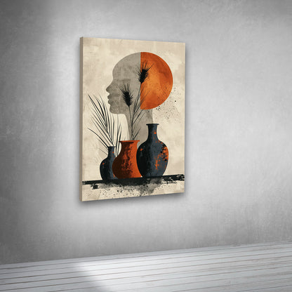 Boho abstract silhouette artwork canvas print for contemporary interiors