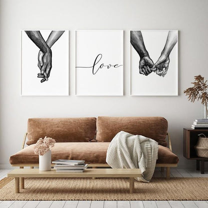 Modern black and white couple canvas prints for bedroom and romantic home decor