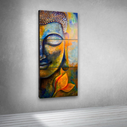 Modern Buddha canvas painting with lotus flower zen wall art for living room decor
