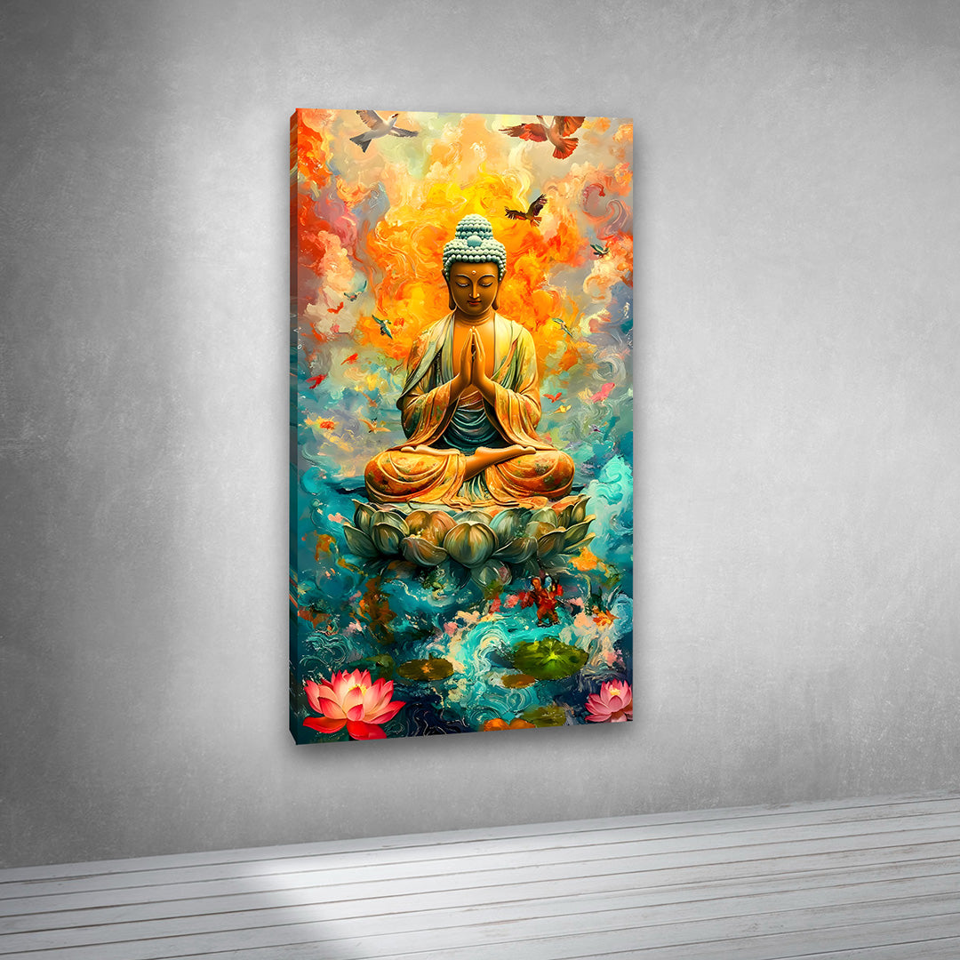 Modern Buddha canvas wall painting colorful spiritual wall art for home decor