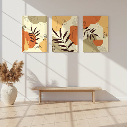 Minimalist abstract leaf canvas artwork for living room, bedroom, and office wall décor