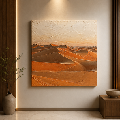Neutral desert dunes canvas painting for luxury home and contemporary wall decor