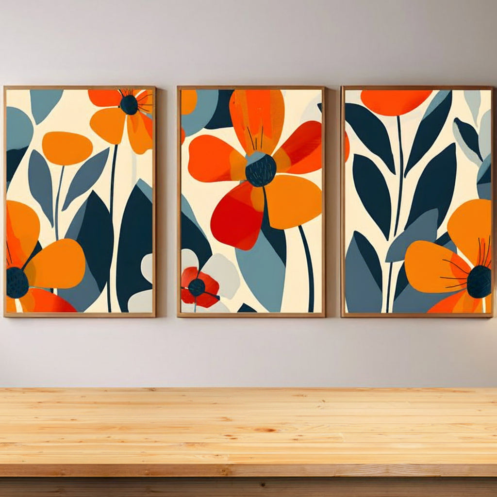 Contemporary floral canvas wall decor featuring bold botanical artwork for home interiors