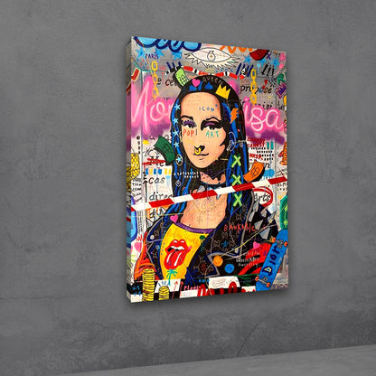 Colorful graffiti Mona Lisa artwork canvas print for modern interiors