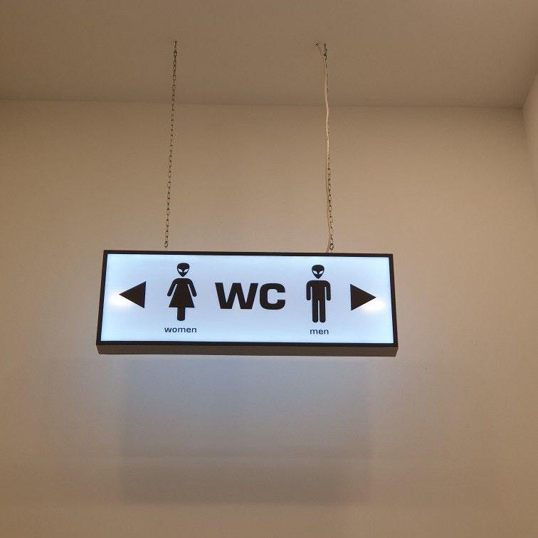 Suspended WC Directional Sign with Male & Female Symbols