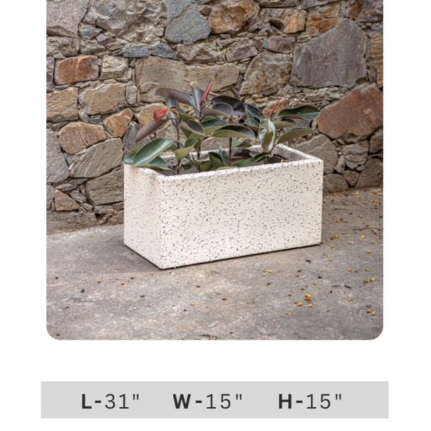31 inch white rectangular garden planter for balcony, patio, outdoor entrance and modern home landscaping