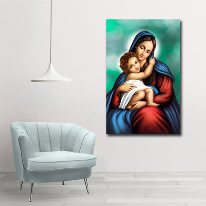 Mother Mary with Baby Jesus wall painting Christian religious canvas wall art for home decor