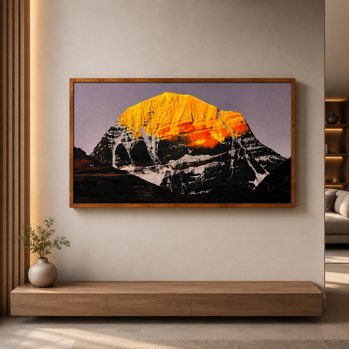 Premium Mount Kailash landscape canvas painting for spiritual home and office decor