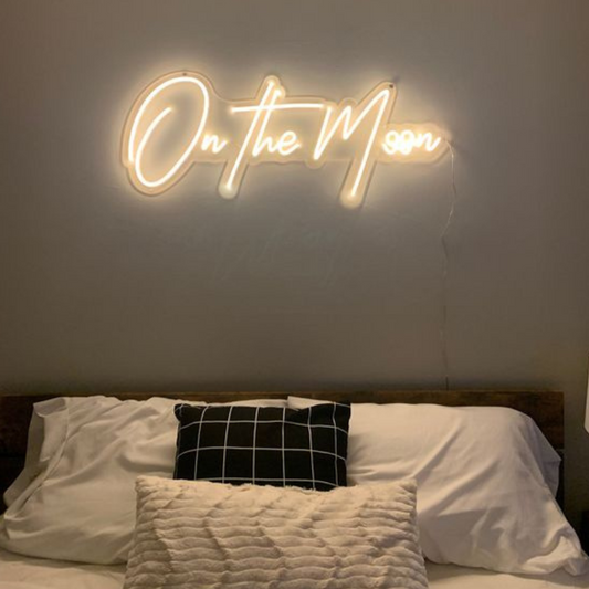  Om The Moon Neon art sign LED strip Custom Neon Sign Customized Neon Light Wall Decor Gifting Neon Sign Ideas Led Neon Light Sign For Wall Decors Customized Neon Light Sign Neon Decorative Idea New Creative Neon Floro neon light custom neon sign light LED Light