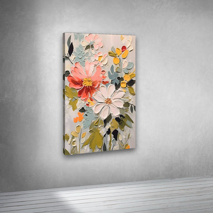 Pastel flower wall decor vertical painting for living room bedroom interiors