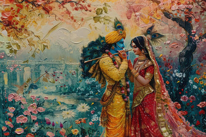 Peel Stick Divine Wallpaper – Radha Krishna Wall Covering
