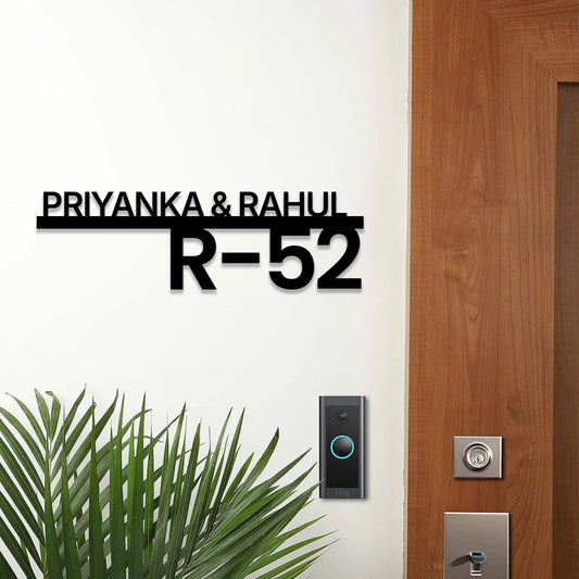 Modern custom black acrylic door name plate for apartment, villa, and office decor