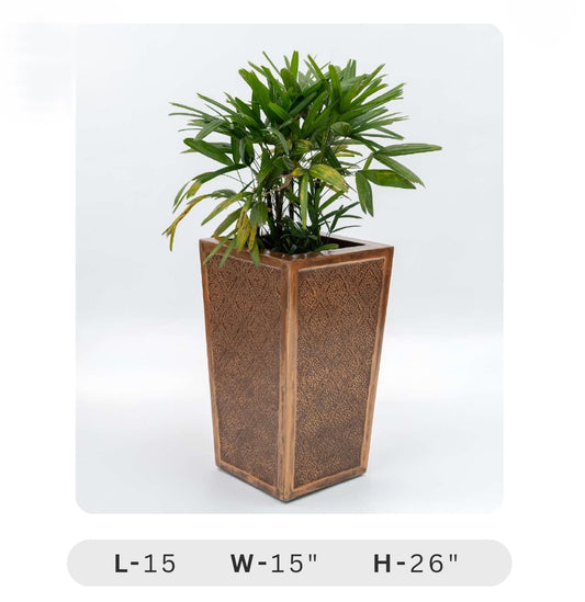 Planters Pots for Decors, Giftings | FRP Pots and Planets for Office Decors Potted plant in a decorative brown pot on a white background