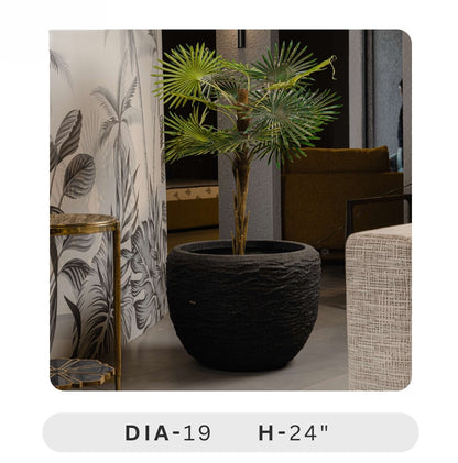 Planters Pots for Decors, Giftings | FRP Pots and Planets for Office Decors Decorative plant in a textured pot with dimensions displayed
