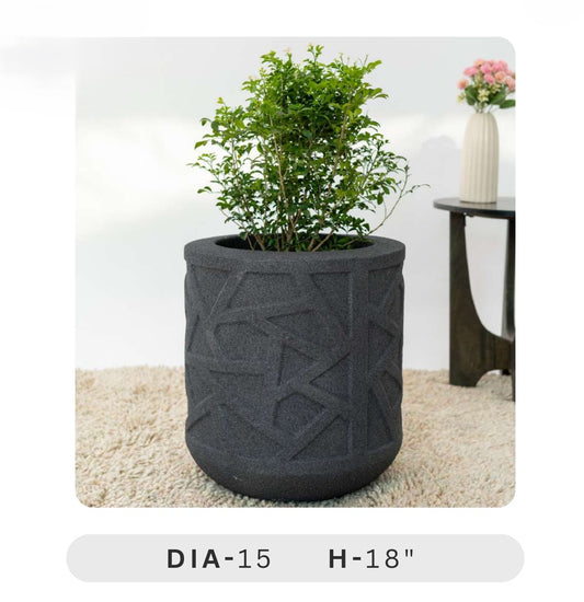 Planters Pots for Decors, Giftings | FRP Pots and Planets for Office Decors Decorative gray planter with a plant on a light background