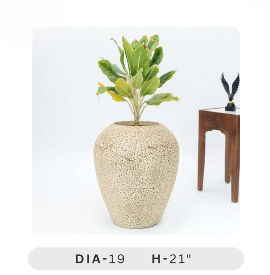 Planters Pots for Decors, Giftings | FRP Pots and Planets for Office Decors Beige textured planter with a plant on a white background