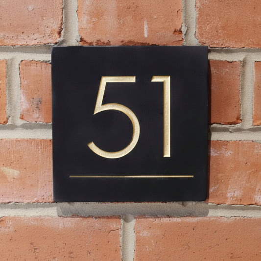 Custom minimalist metal house number sign for residential and commercial entrance walls