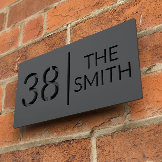 Custom minimalist metal house number sign for residential and commercial entrance walls