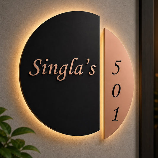 Contemporary personalized metal address sign for residential exterior wall mounting