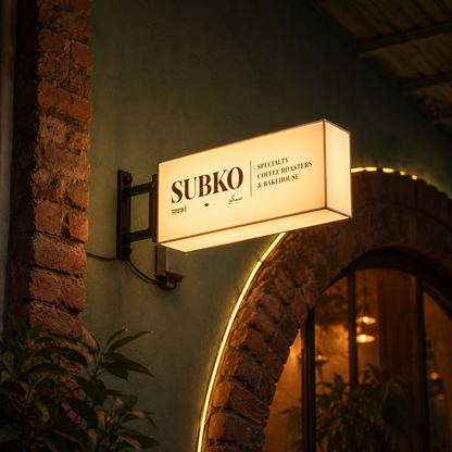 LED wall-mounted projecting sign for bakery, coffee shop and restaurant exterior