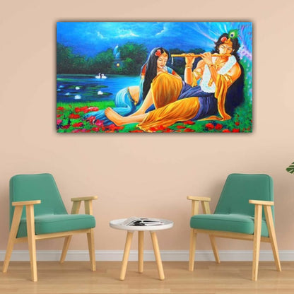 Radha Krishna Wall Painting Frame | Canvas Painting Frame | Radha Krishna Painting | Big Large Size Painting | Wall Decor for Living Room