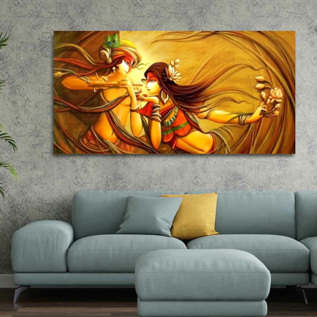 Radha Krishna Canvas Painting for Living Room Decor