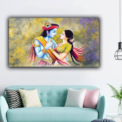 Radha Krishna Painting with Frame for Living Room Wall Decoration | Canvas Painting | Wall Decor for Living Room