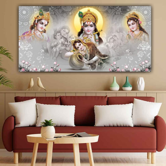 Lord Radha Krishna Wall Painting Frame | Canvas Painting Frame | Madhubani Painting