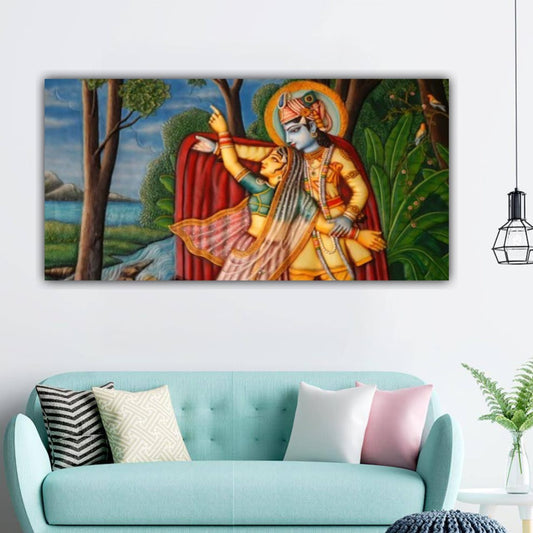 Radha Krishna Painting Frame for Wall Decor Madhubani Art