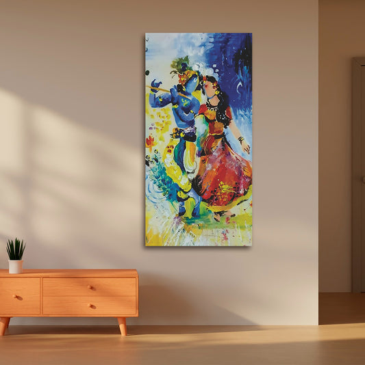 Radha Krishna Musical Harmony Hand painted for Living Room Decor