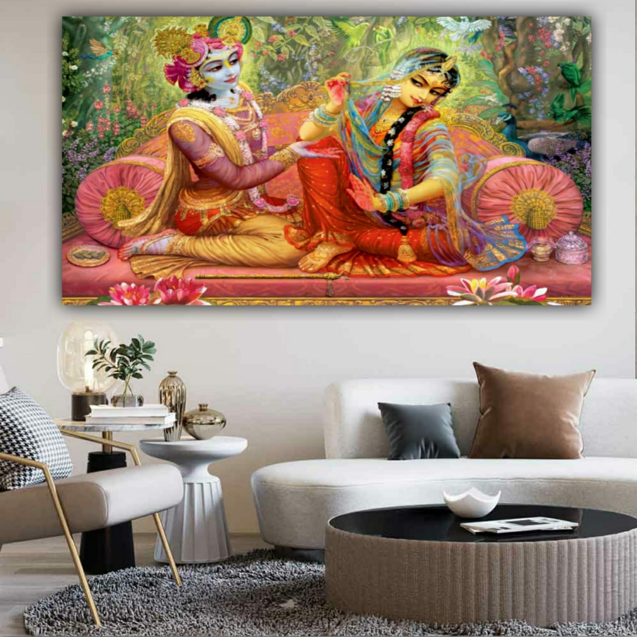 Radha krishna wall painting frame for living room wall decor