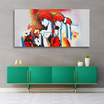 Radha Krishna Wall Painting Frame | Canvas Painting Frame | Madhubani Painting