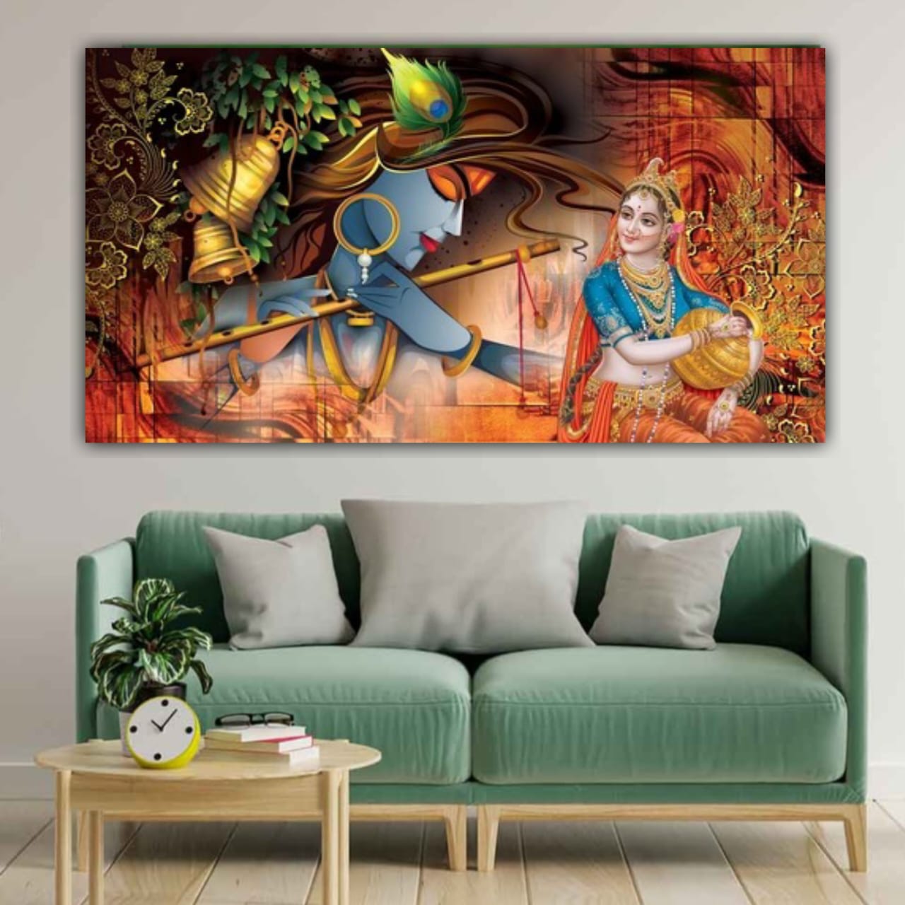 Radha Krishna Wall Painting Frame | Canvas Painting Frame | Madhubani Painting | Radha Krishna Painting | Big Large Size Painting