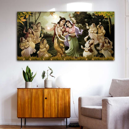 Radha Krishna With Gopiyan Painting for Living Room Decor