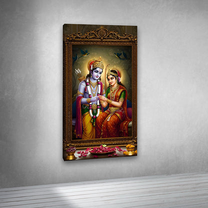 Radha Krishna classic framed painting canvas wall art spiritual decor