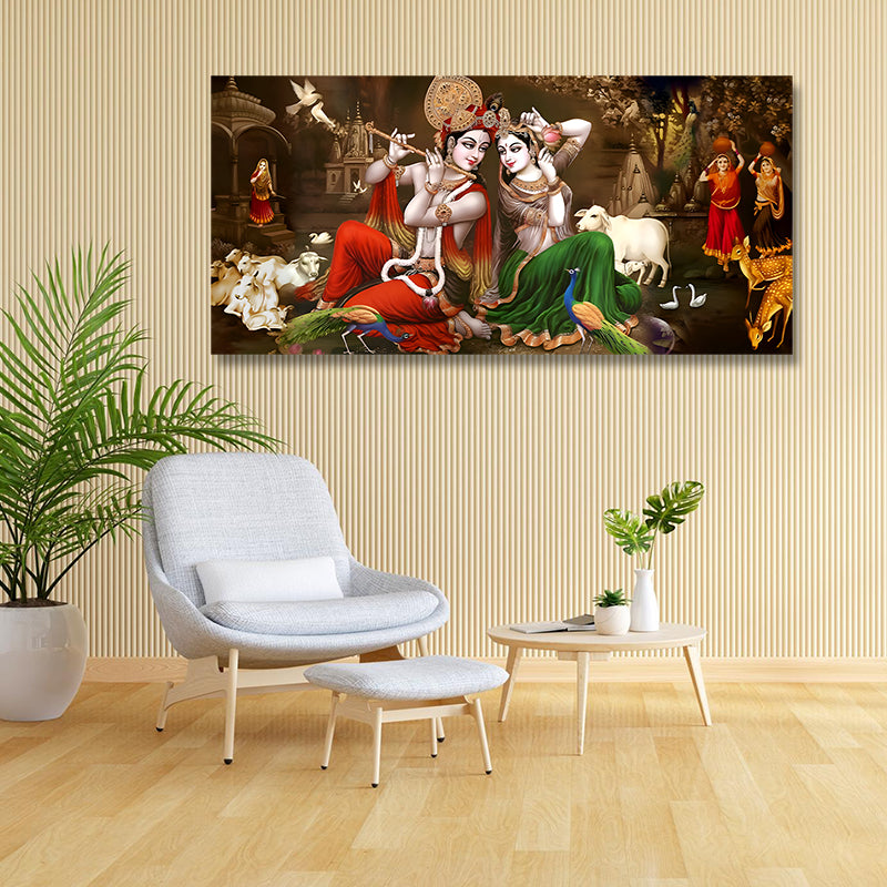 Krishna flute wall art canvas painting for luxury home interiors