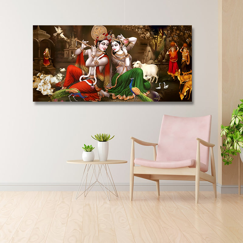 Radha krishna Canvas Painting Frame Wall Art for Wall Decor | Radha Krishna Canvas Painting Big Large Size