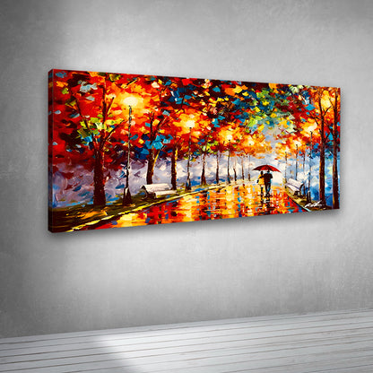 Colorful city rain painting canvas print for contemporary interiors