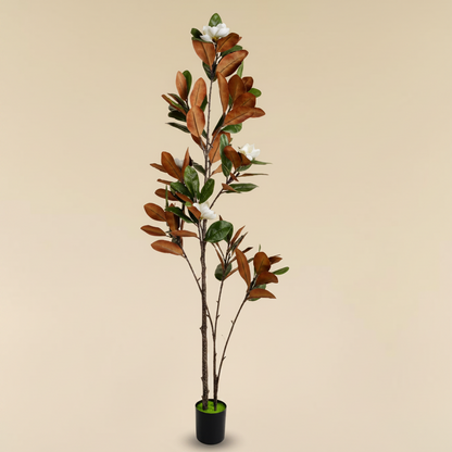 Premium Artificial Brown Leaf Magnolia Tree for Home Office Hotel Interior Décor