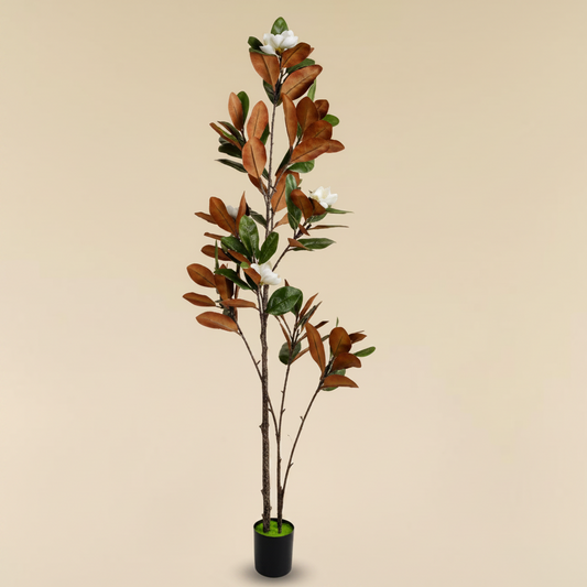 Premium Artificial Brown Leaf Magnolia Tree for Home Office Hotel Interior Décor