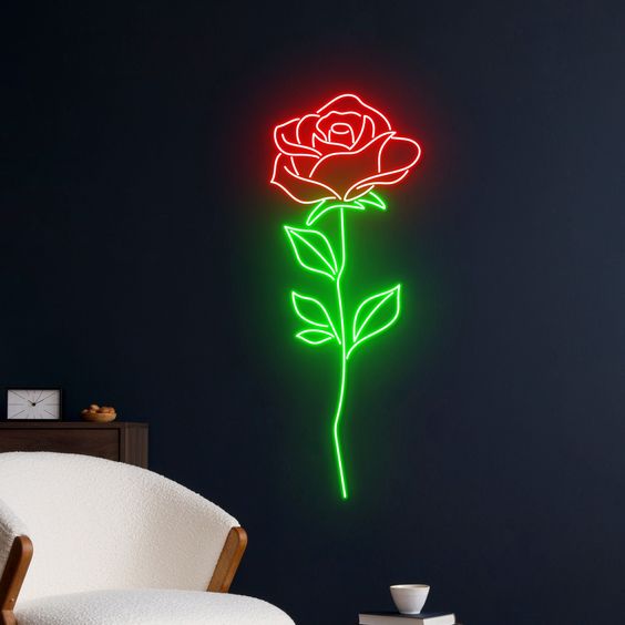 Red Green Rose Neon art sign LED strip Custom Neon Sign Customized Neon Light Wall Decor Gifting Neon Sign Ideas Led Neon Light Sign For Wall Decors Customized Neon Light Sign Neon Decorative Idea New Creative Neon Floro neon light custom neon sign light LED Light