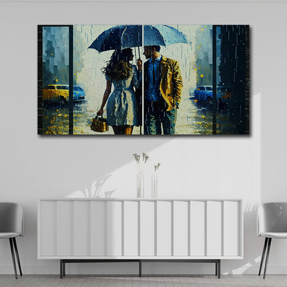 Umbrella couple painting canvas print for contemporary romantic interiors
