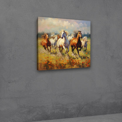 Wild horse landscape painting canvas print for contemporary interiors