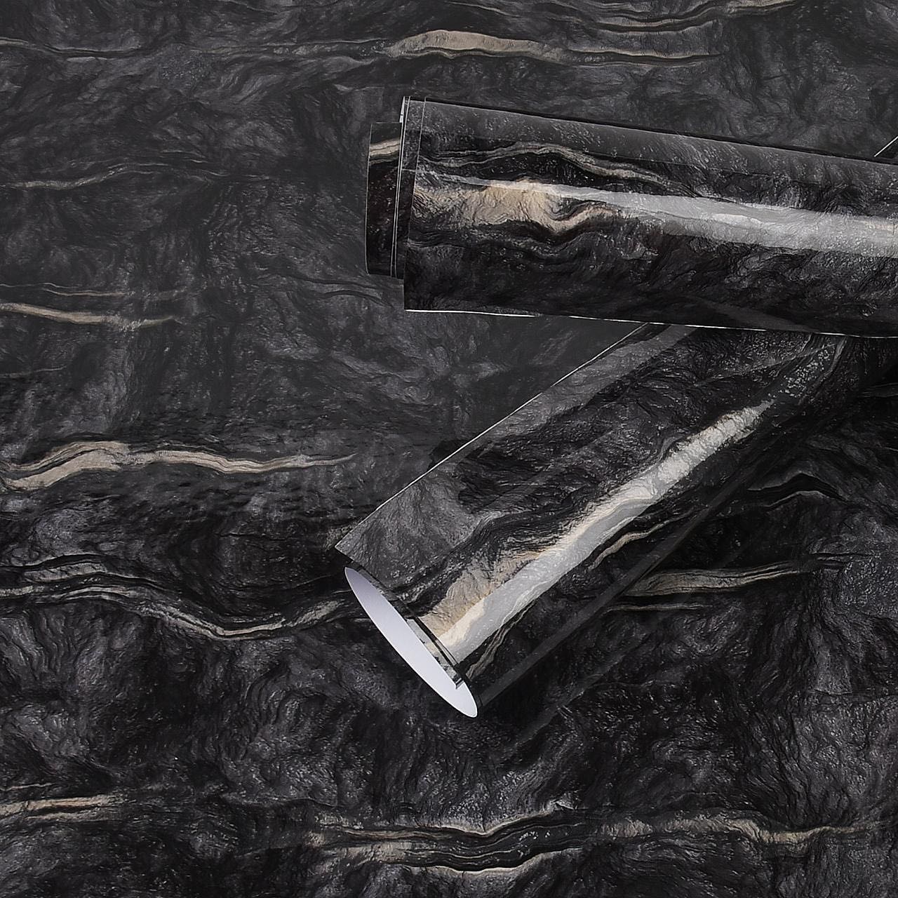 Premium Flooring Wallpaper Black Marble Texture for Floors (4 by 2 Feet)