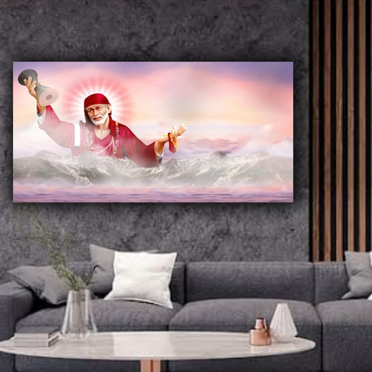 Sai baba Canvas Painting temple decoration